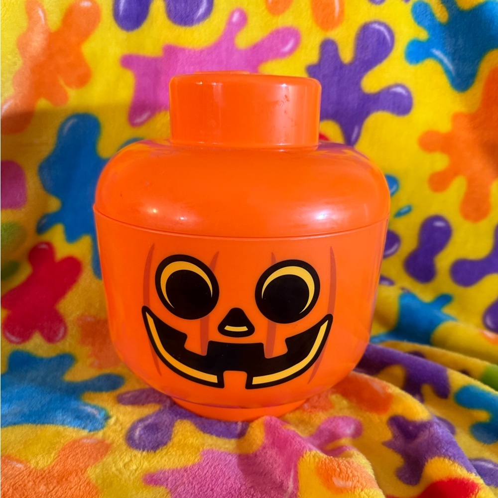 USED Lego Pumpkin Head Storage Bucket (Small, approximately 7inches)